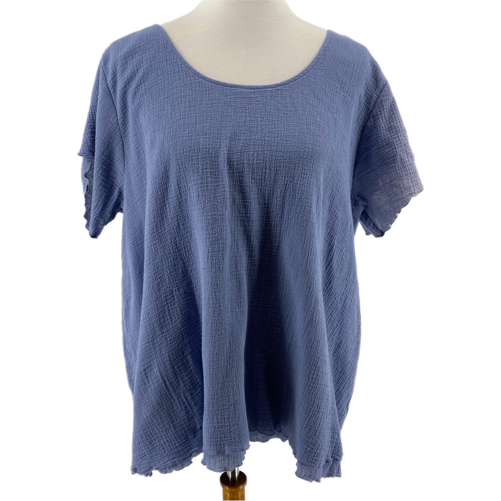 Soft Surroundings Blue Cotton Short Sleeve Top